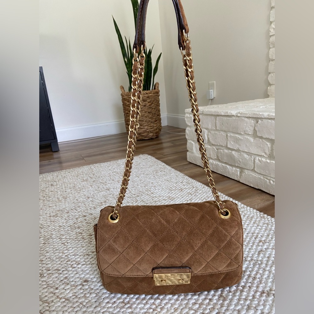 Authentic Michael Kors Suede Quilted Chain Bag - Picture 5 of 9
